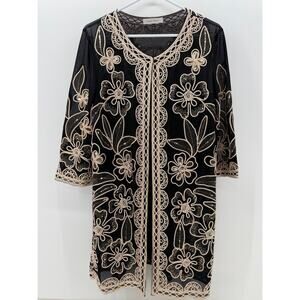 Simply Couture Embroidered Sheer Black & Cream Top
